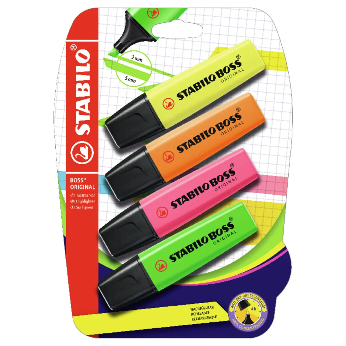 Stabilo Boss Original Assorted Colours Highlighter Pack Of 4 1