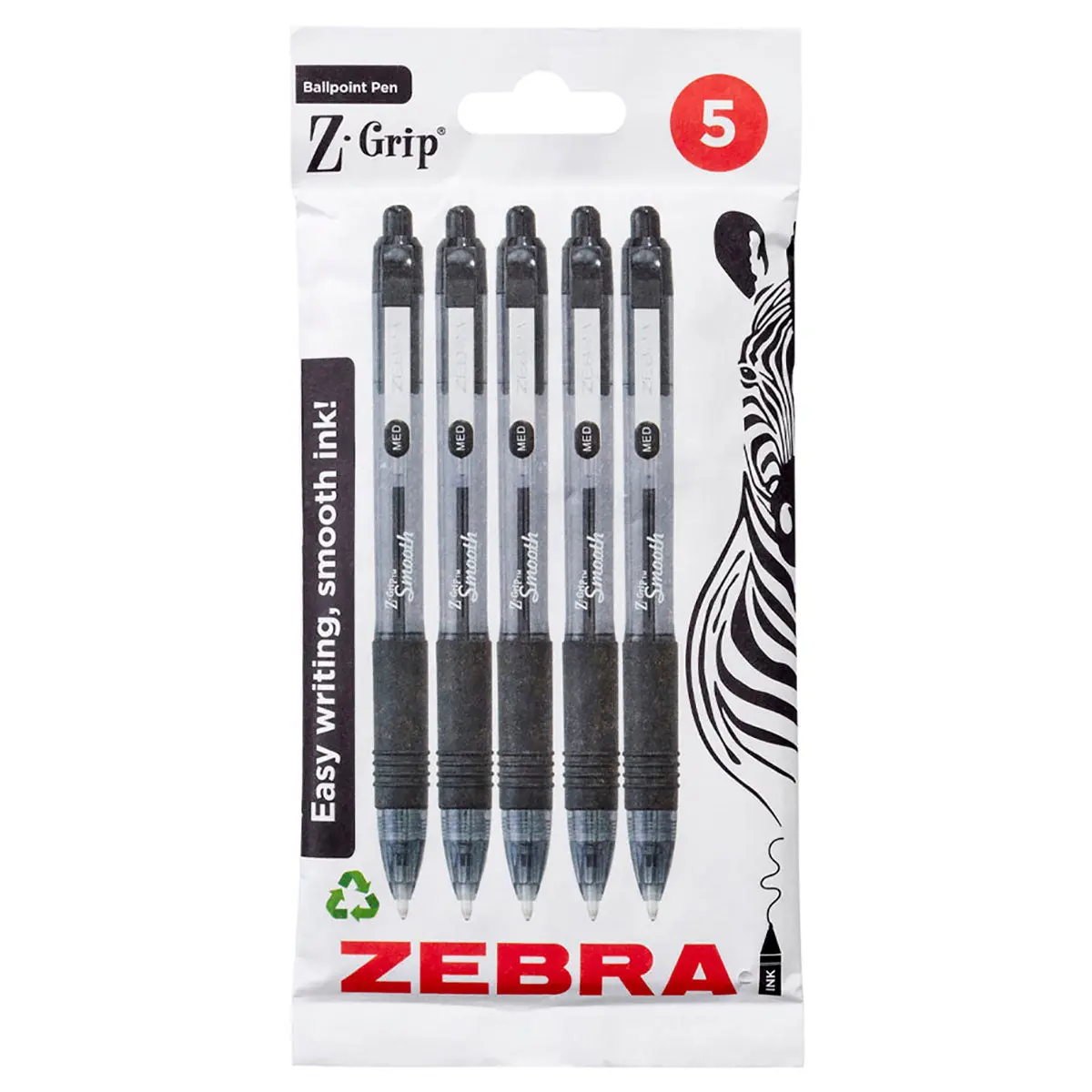 Zebra Pens Z-Grip Smooth Black Ink 5Pk 1