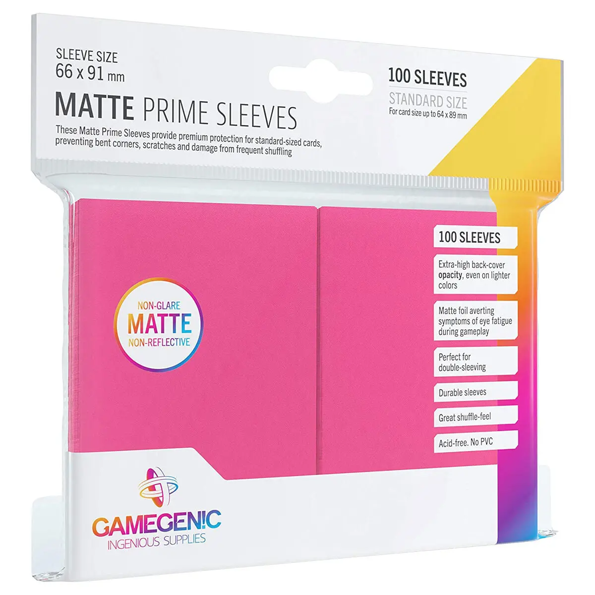 Gamegenic 100 Standard Size Matte Prime Sleeves For Gaming Cards Pink 1