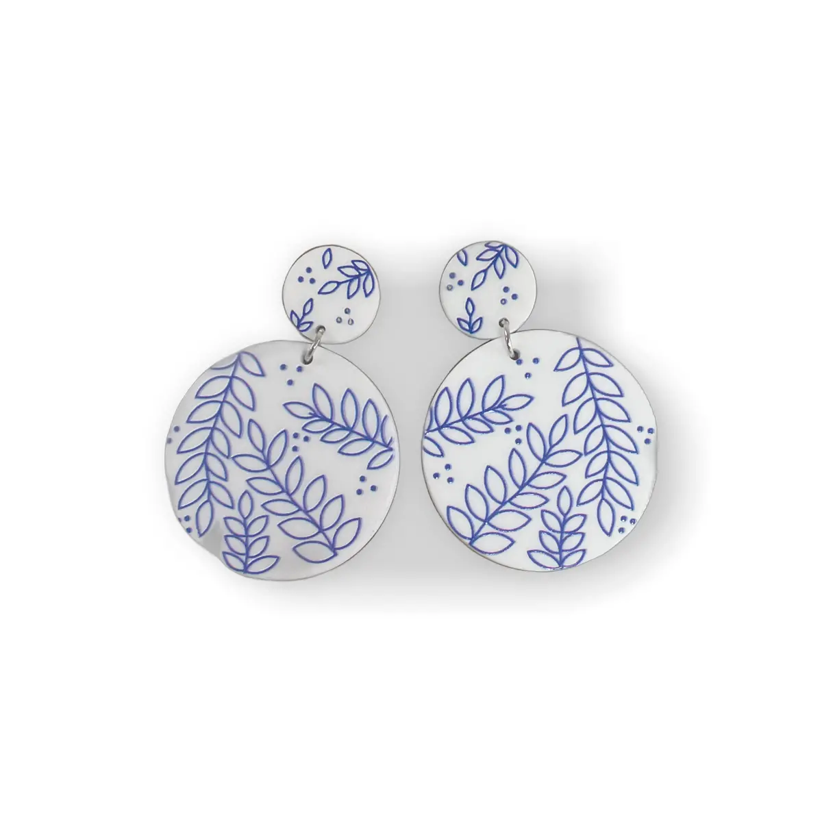 Blue And White Porcelain Pattern Earrings 1