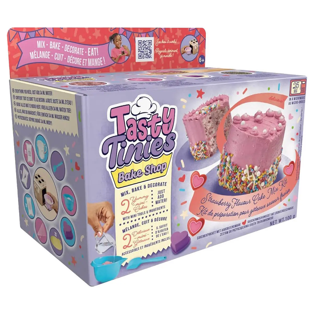 Tasty Tinies Bake Shop: Strawberry Flavour Cake Mix Kit With Rainbow Pop Sprinkles 1