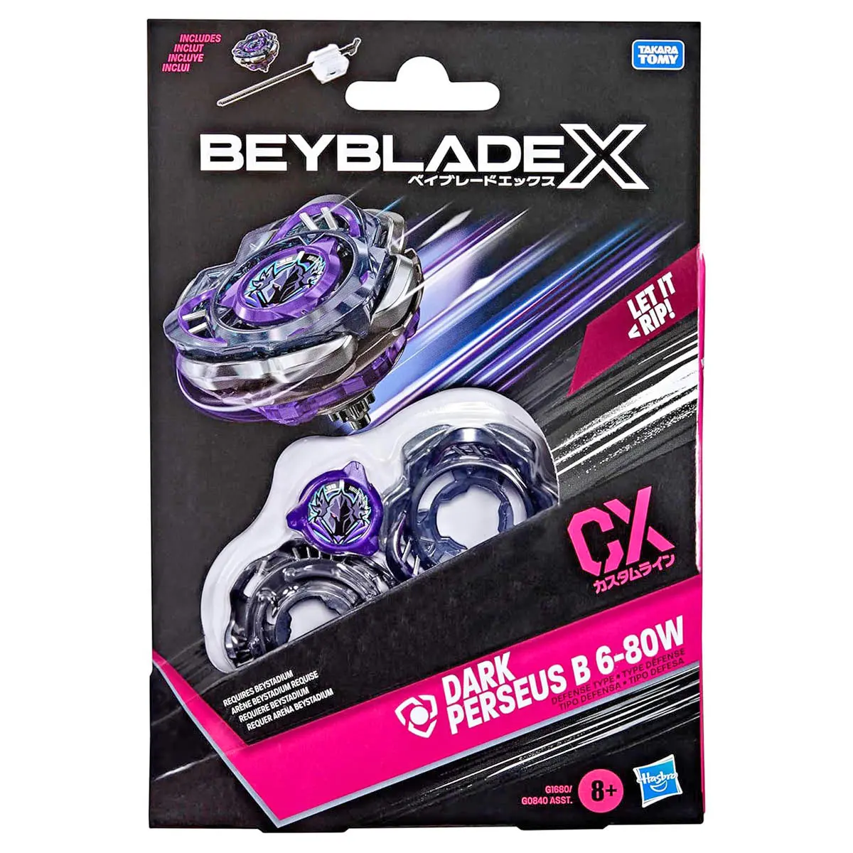 Beyblade X Cx Dark Perseus B 6-80W Defense Type Starter Pack 1
