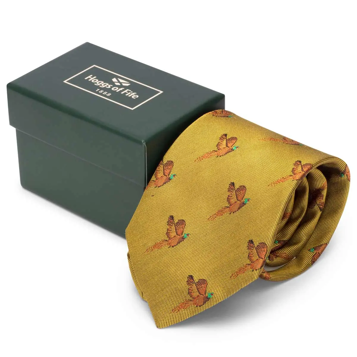 Hoggs Of Fife 100% Silk Woven Pheasant Tie Boxed 1