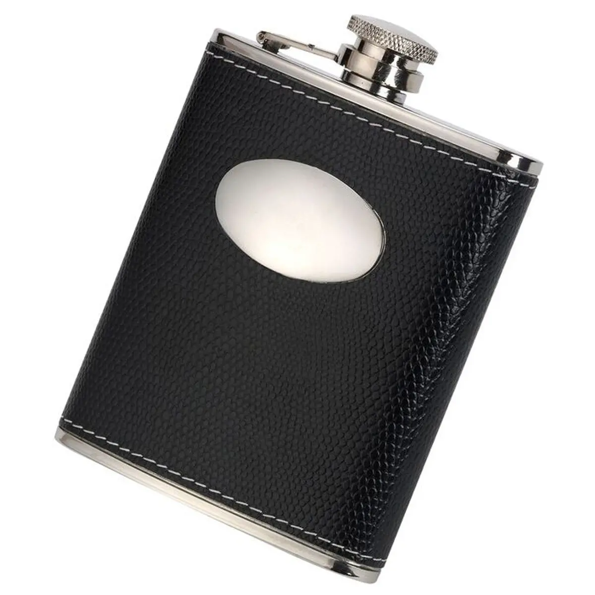 Black Croc Leather 6Oz Hip Flask By David Nickerson 1
