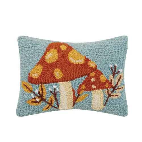 Autumn Mushroom With Leaves Hook Pillow 1