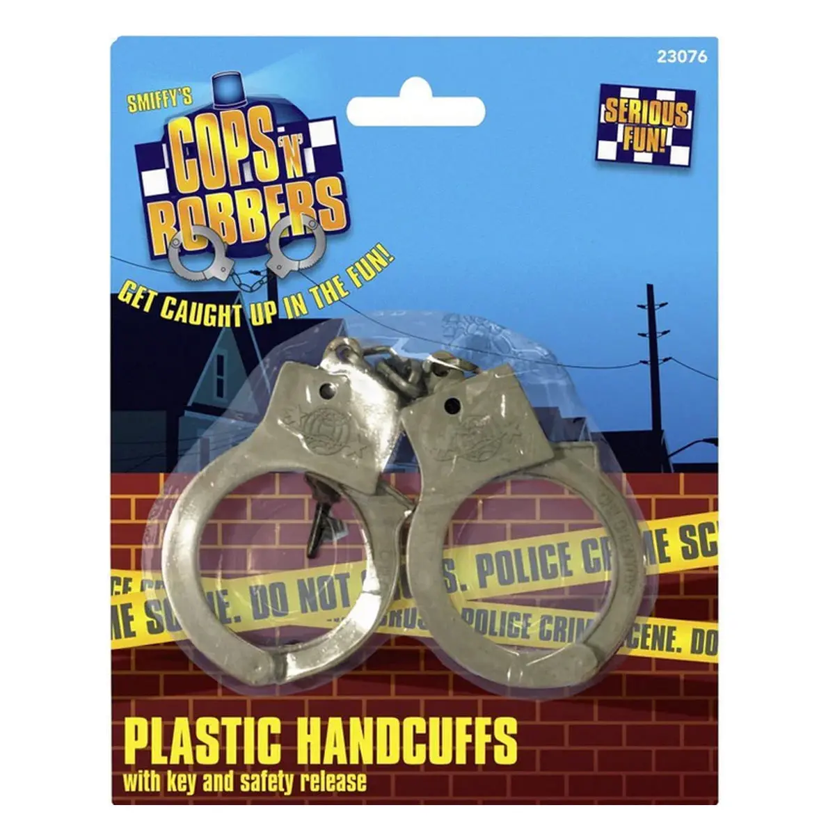 Smiffys Cops 'N' Robbers Plastic Handcuffs With Key And Safety Release 1