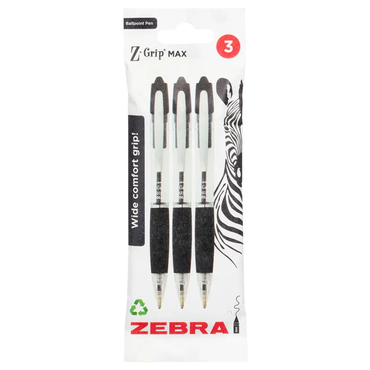Zebra Z-Grip Max Black Ink - 3 Pack 1
