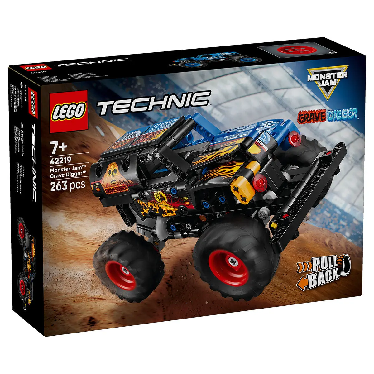 Lego Technic Monster Jam Grave Digger Fire And Ice Pull-Back Truck Building Set 1