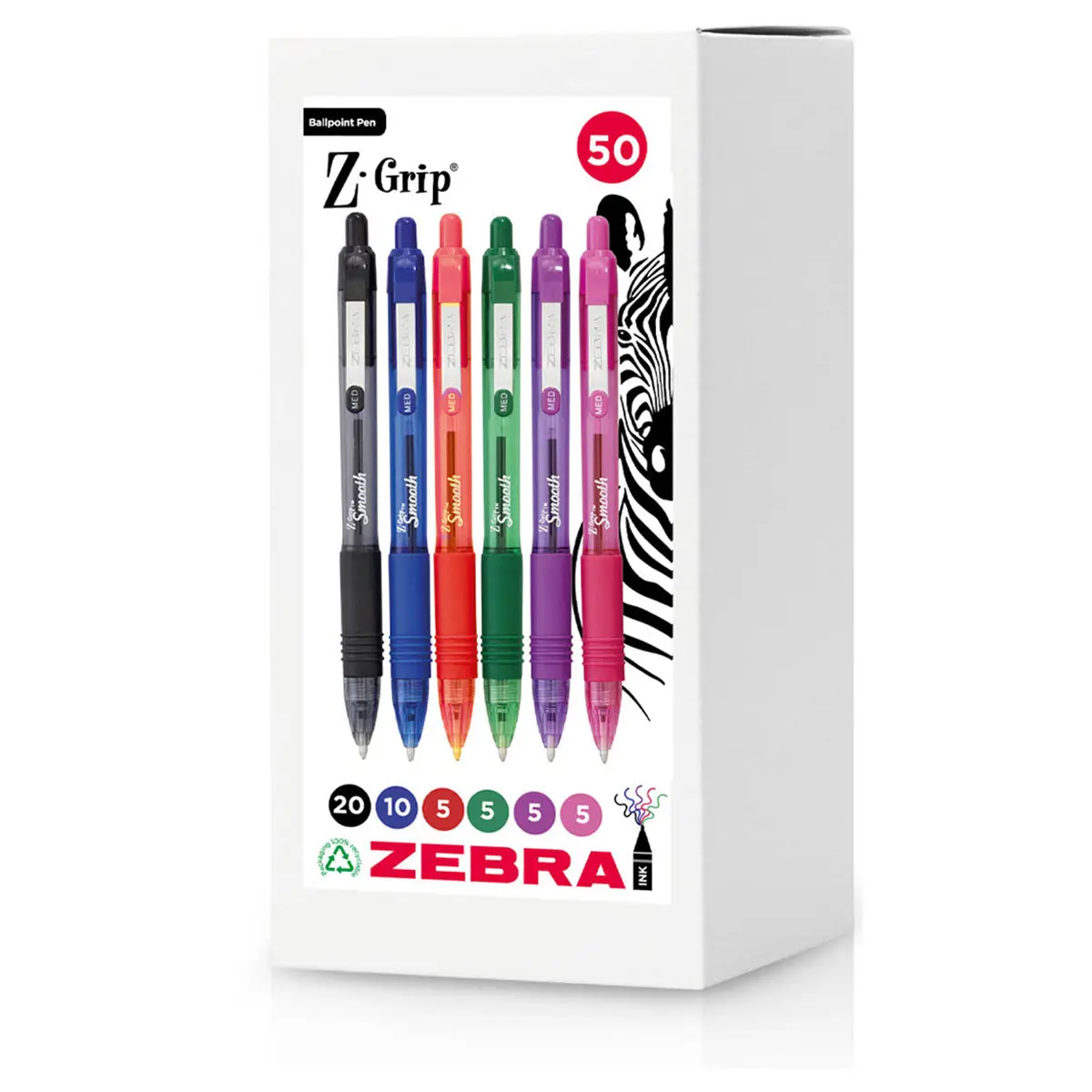 Z-Grip Smooth Assorted Ink Box Of 50 1
