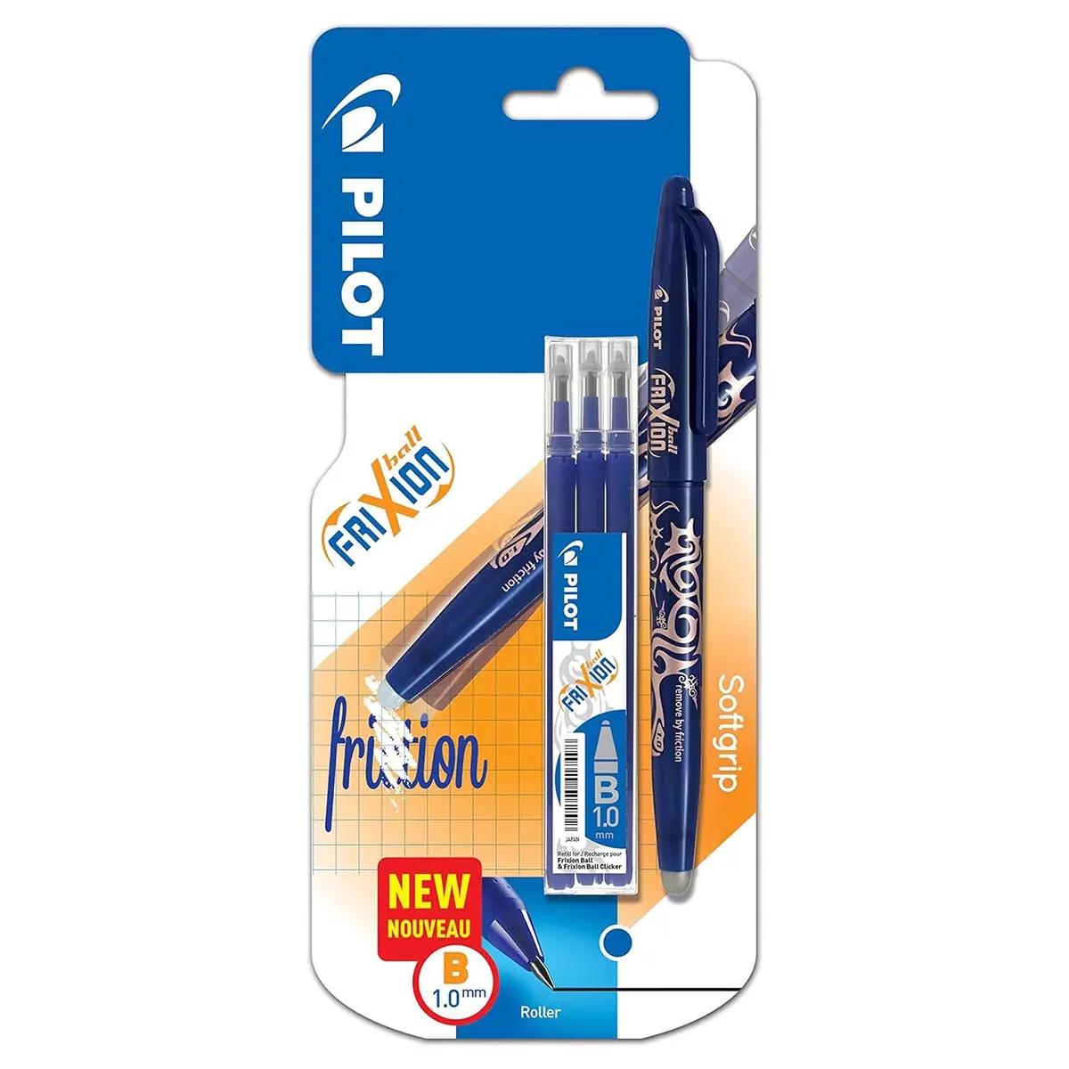 Pilot Frixion Ball Erasable And Refillable Blue B Pen With 3 Ink Refills 1