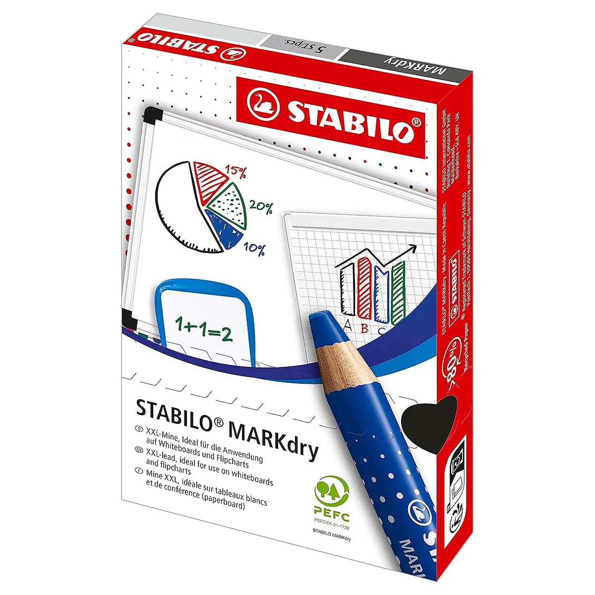 Stabilo Markdry Green Whiteboard Markers (5 Pack) 1