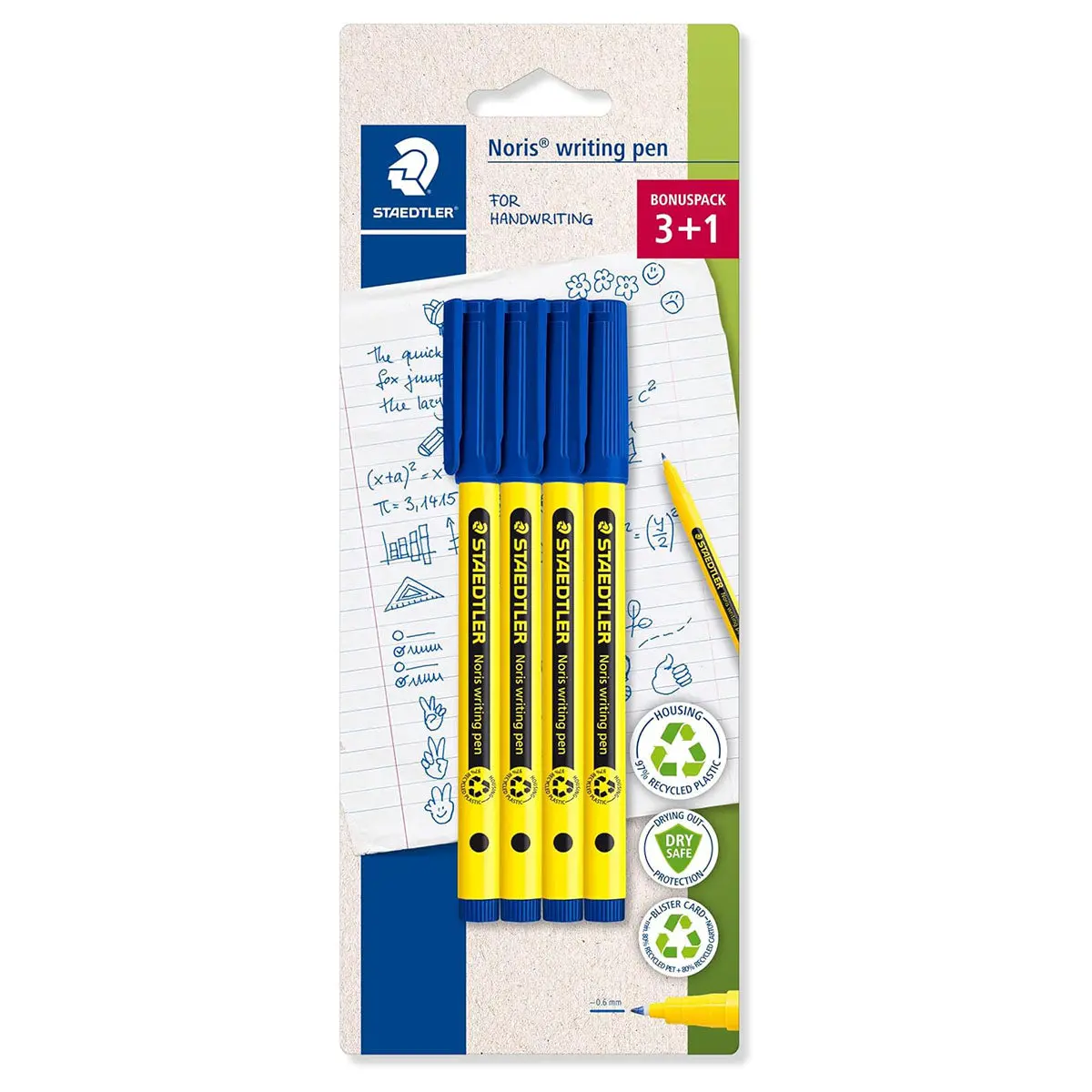 Staedtler Noris Writing Pen Blue Ink (4 Pack) 1
