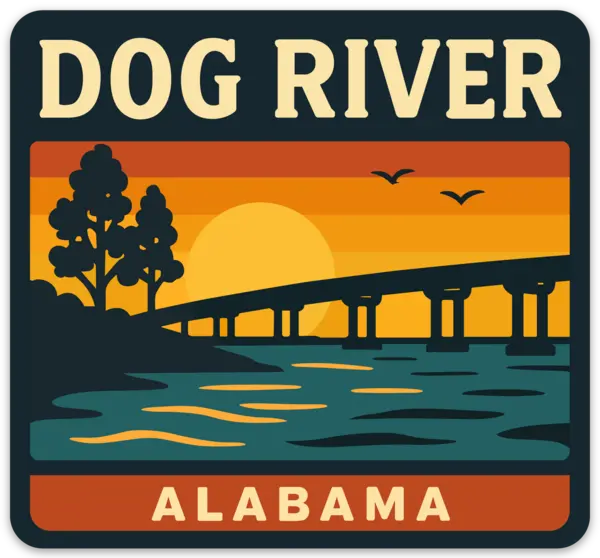 Dog River Sunset Sticker 1