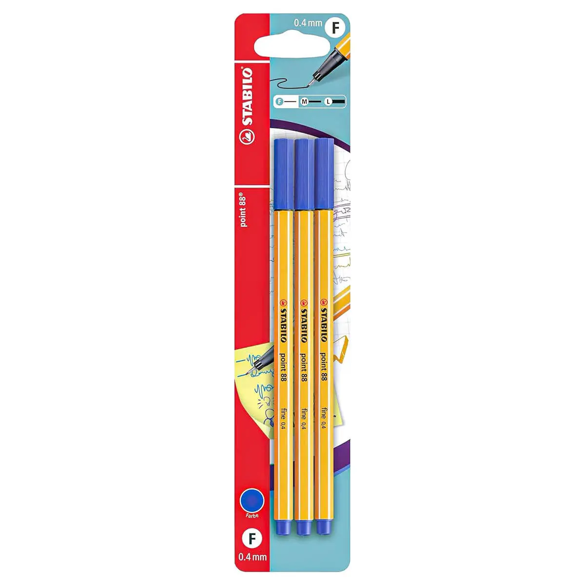 Stabilo Point 88 Fineliner Blue Pen (3 Pack) 1