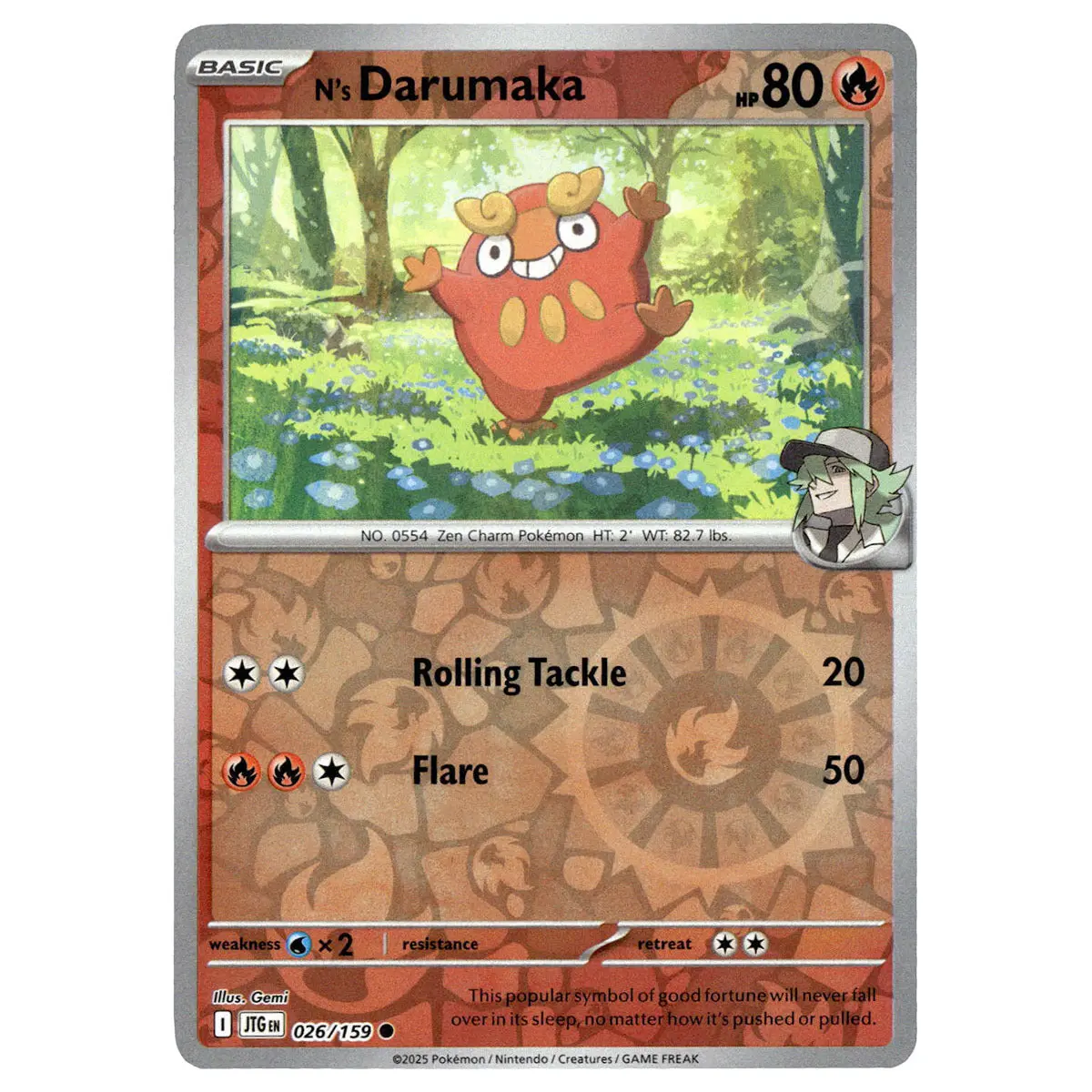 N's Darumaka #026/159 Pokémon Sv09: Journey Together Reverse Holo 1