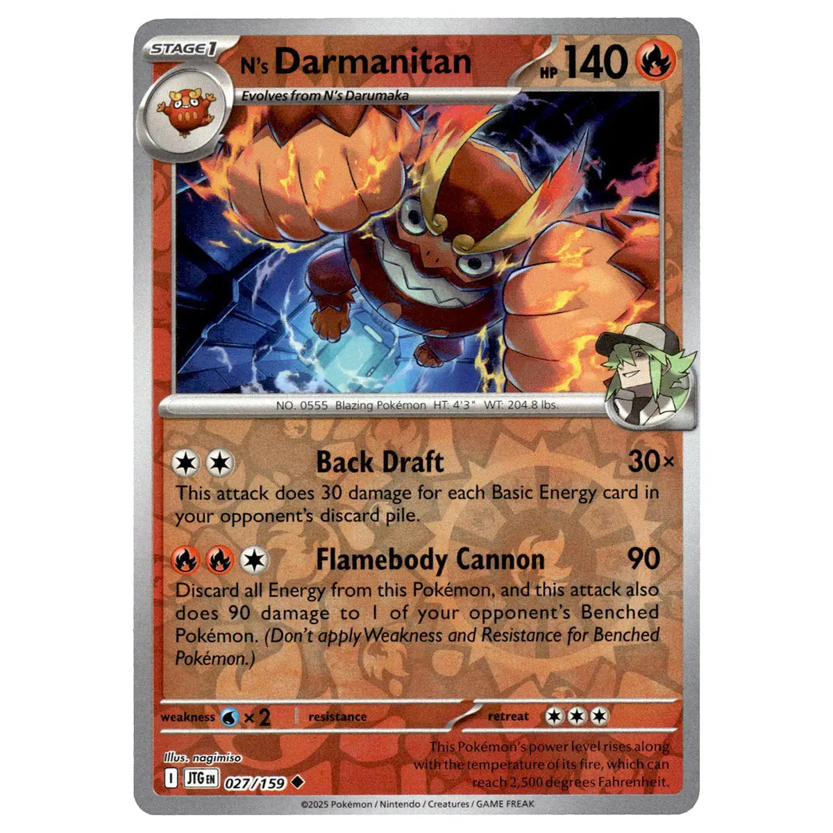 N's Darmanitan #027/159 Pokémon Sv09: Journey Together Reverse Holo 1