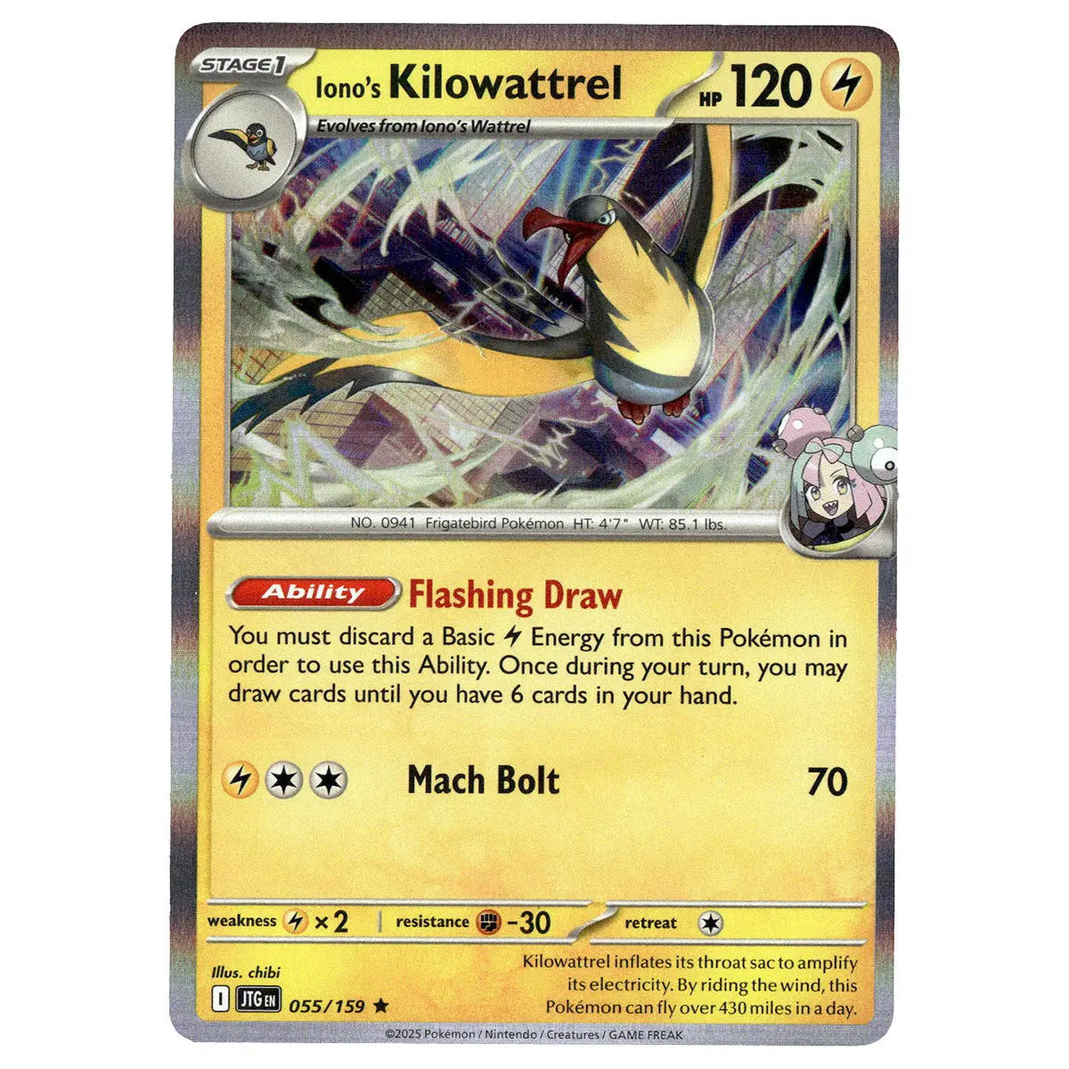 Iono's Kilowattrel #055/159 Pokémon Sv09: Journey Together 1
