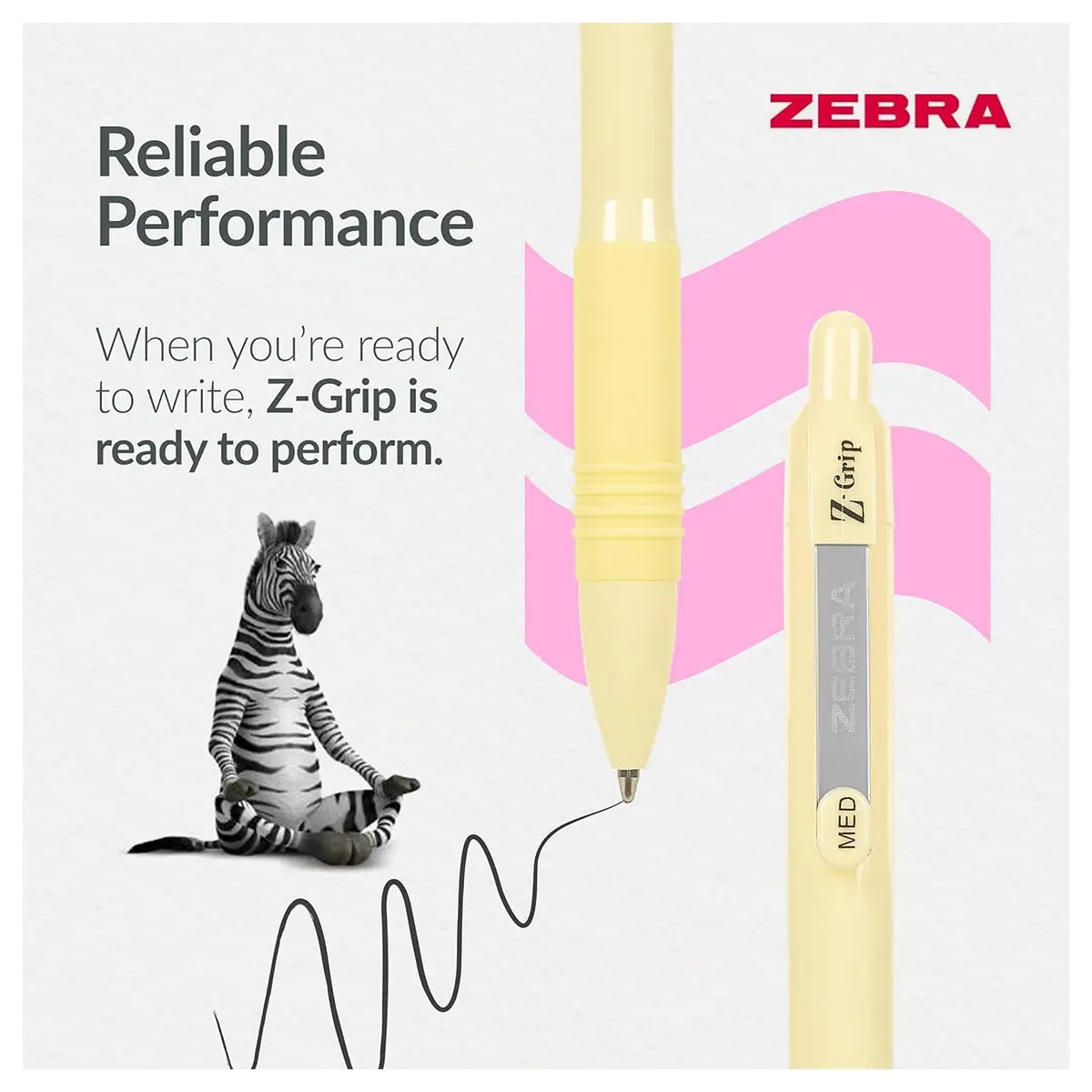 Zebra Pens Z- Grip Smooth Pastel Barrel Black Ink 5Pk 2