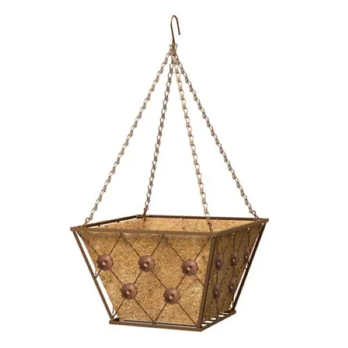 Green Thumb 88961Gt 14" Regency Square Metal Brushed Bronze Hanging Basket Planter - Quantity Of 12 1