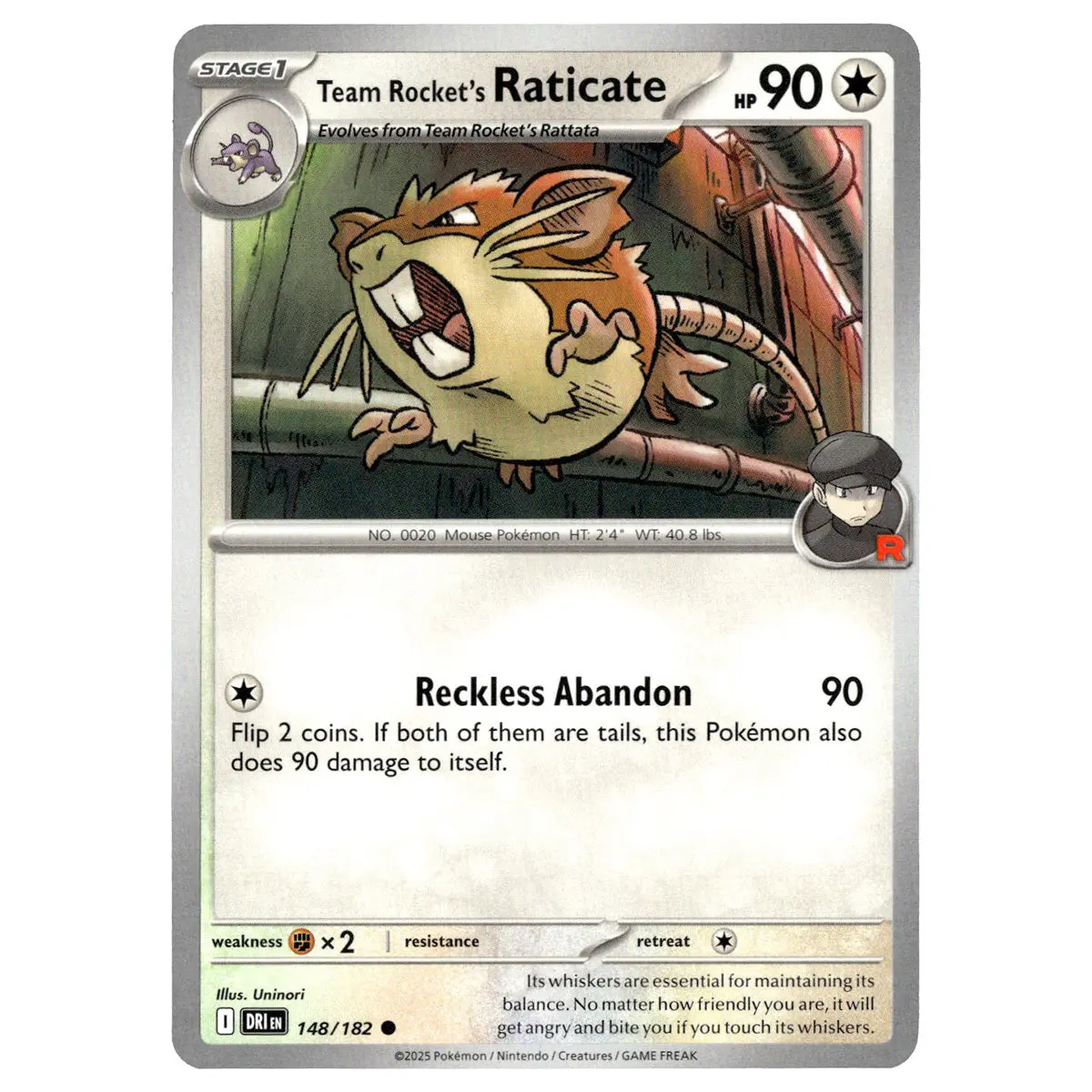 Team Rocket's Raticate #148/182 Pokémon Sv10: Destined Rivals 1