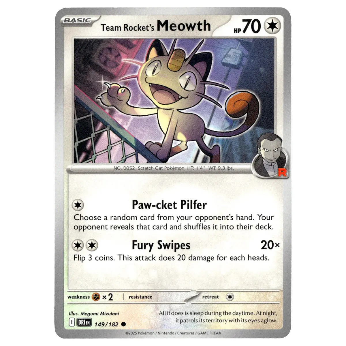 Team Rocket's Meowth #149/182 Pokémon Sv10: Destined Rivals 1