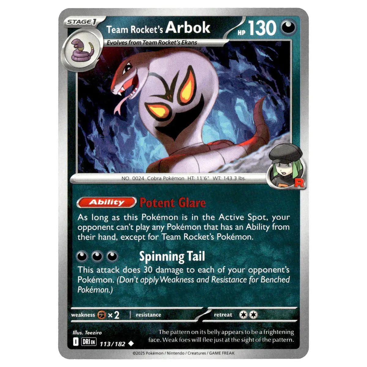 Team Rocket's Arbok #113/182 Pokémon Sv10: Destined Rivals 1