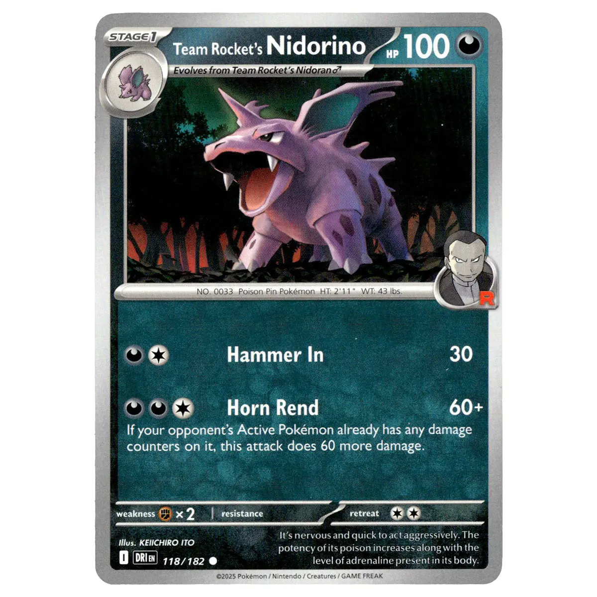 Team Rocket's Nidorino #118/182 Pokémon Sv10: Destined Rivals 1