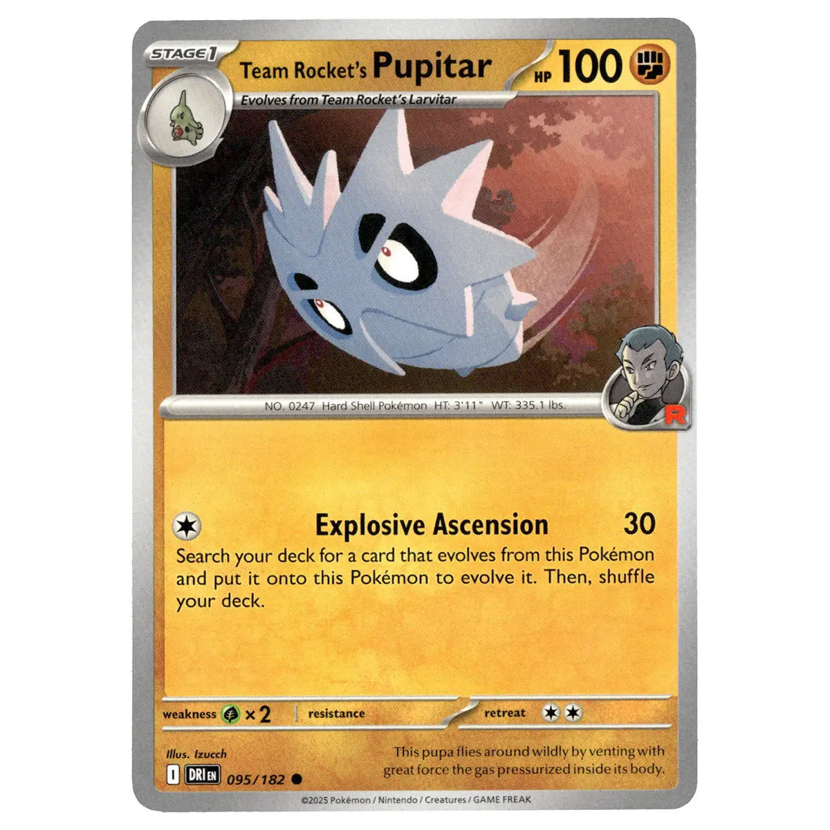 Team Rocket's Pupitar #095/182 Pokémon Sv10: Destined Rivals 1