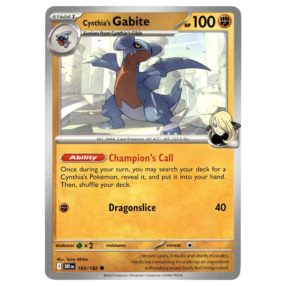 Cynthia's Gabite #103/182 Pokémon Sv10: Destined Rivals 1