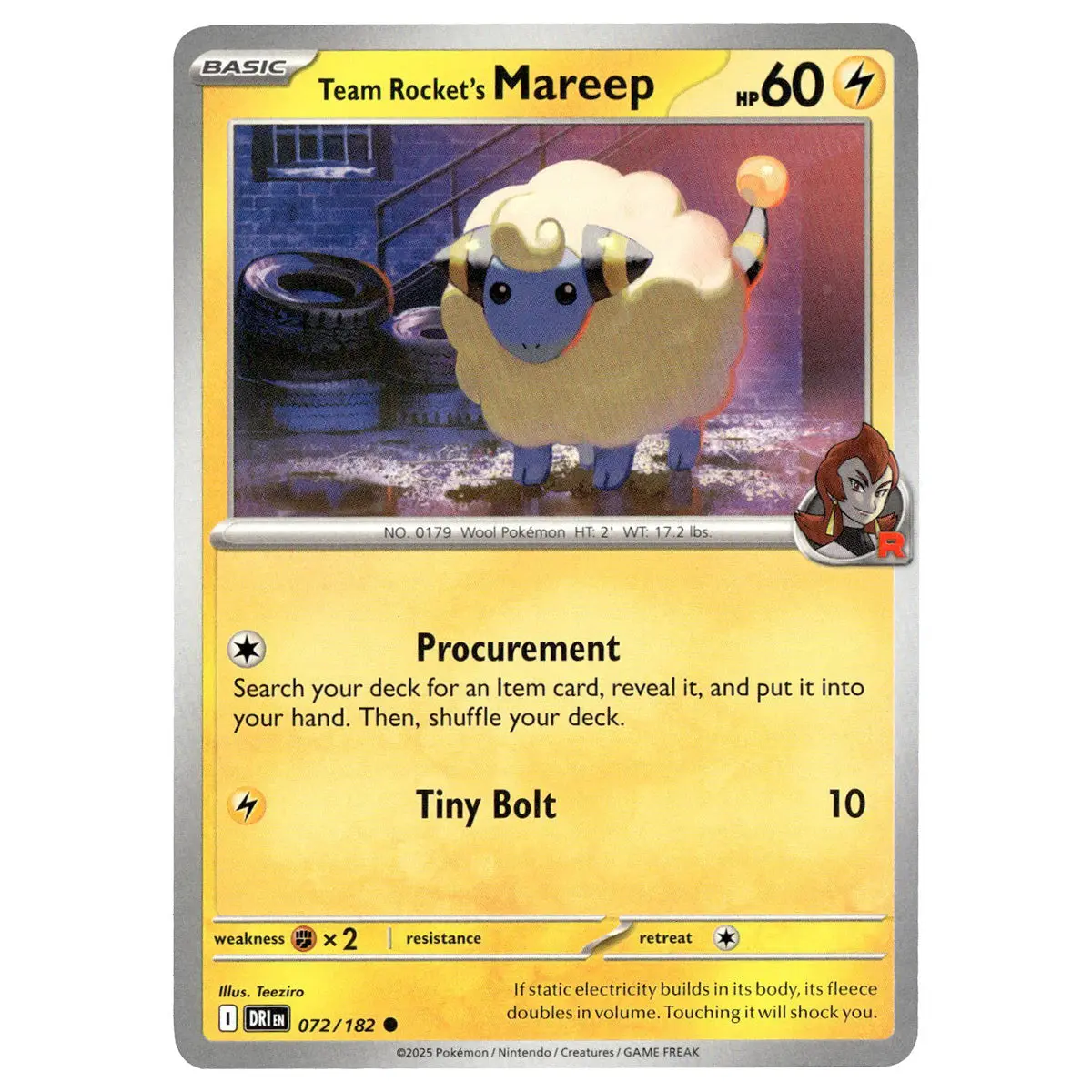 Team Rocket's Mareep #072/182 Pokémon Sv10: Destined Rivals 1