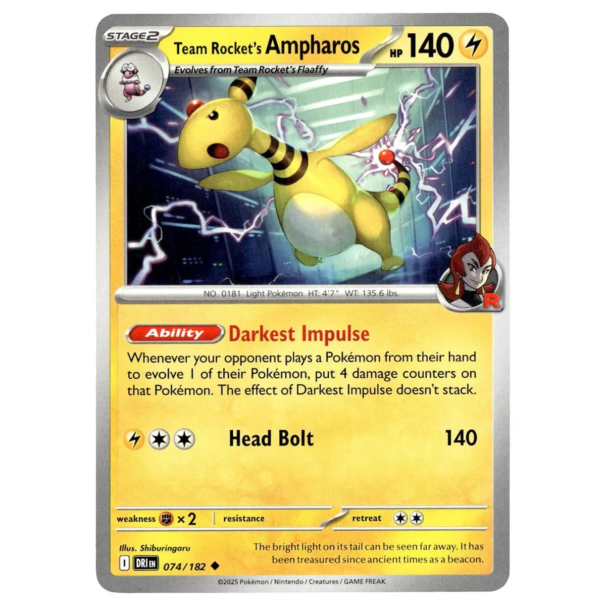 Team Rocket's Ampharos #074/182 Pokémon Sv10: Destined Rivals 1