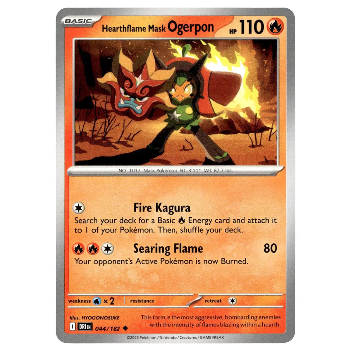 Hearthflame Mask Ogerpon #044/182 Pokémon Sv10: Destined Rivals 1