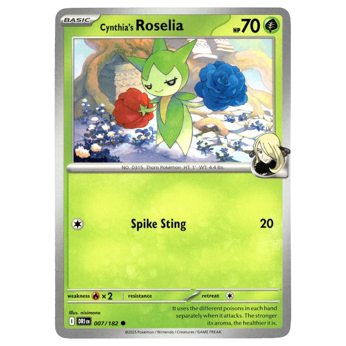 Cynthia's Roselia #007/182 Pokémon Sv10: Destined Rivals 1