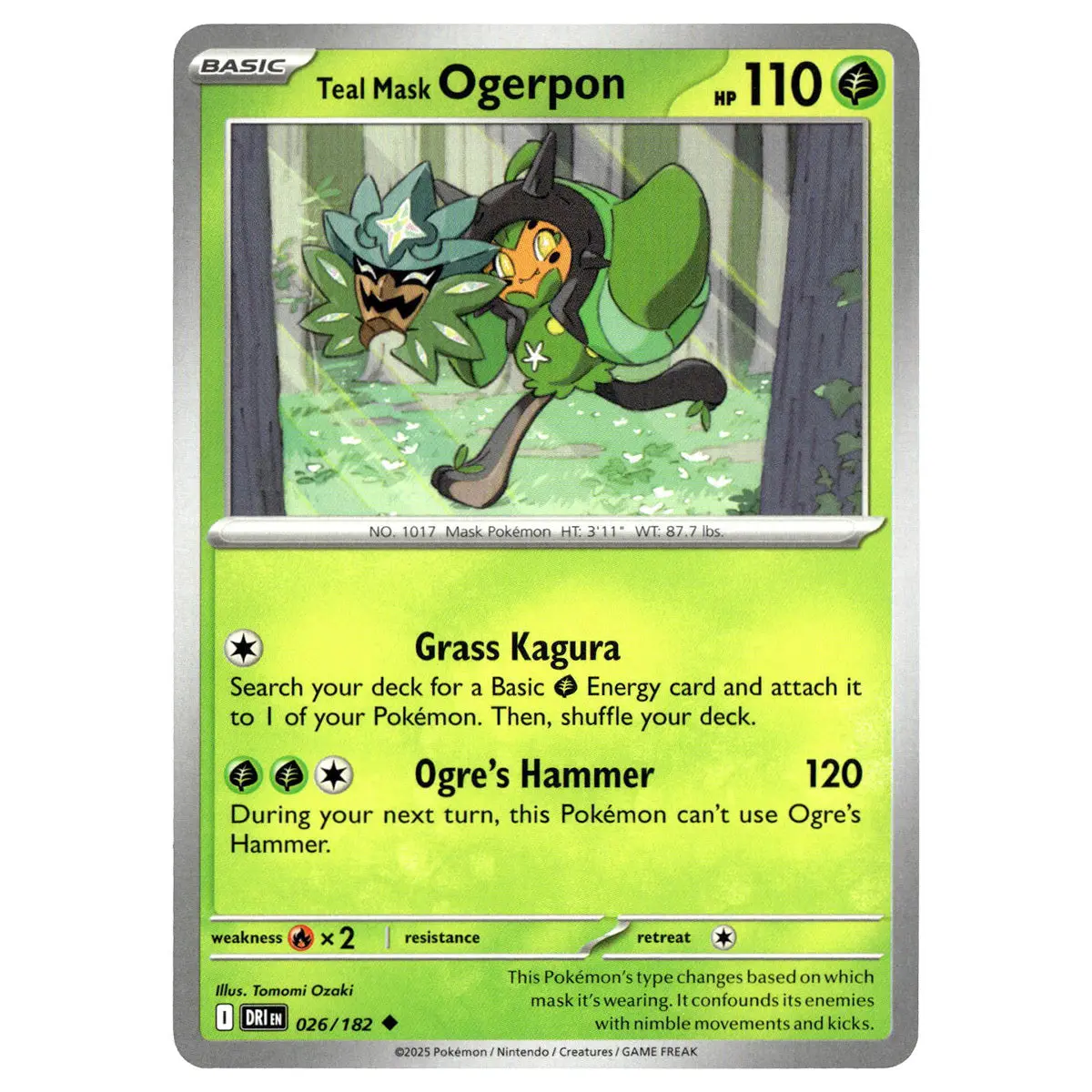 Teal Mask Ogerpon #026/182 Pokémon Sv10: Destined Rivals 1