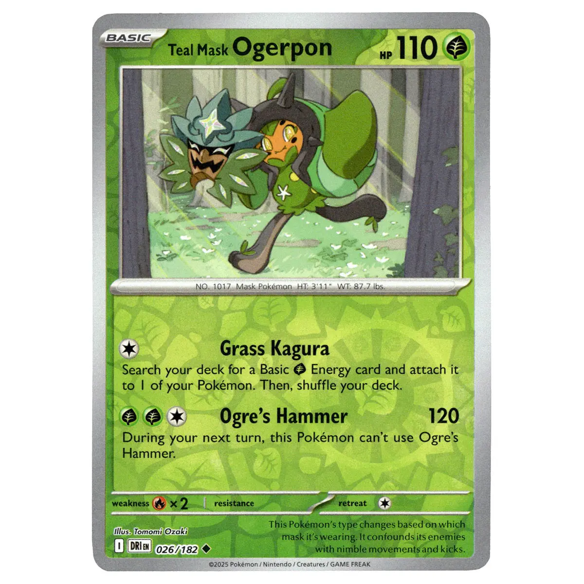 Teal Mask Ogerpon #026/182 Pokémon Sv10: Destined Rivals Reverse Holo 1