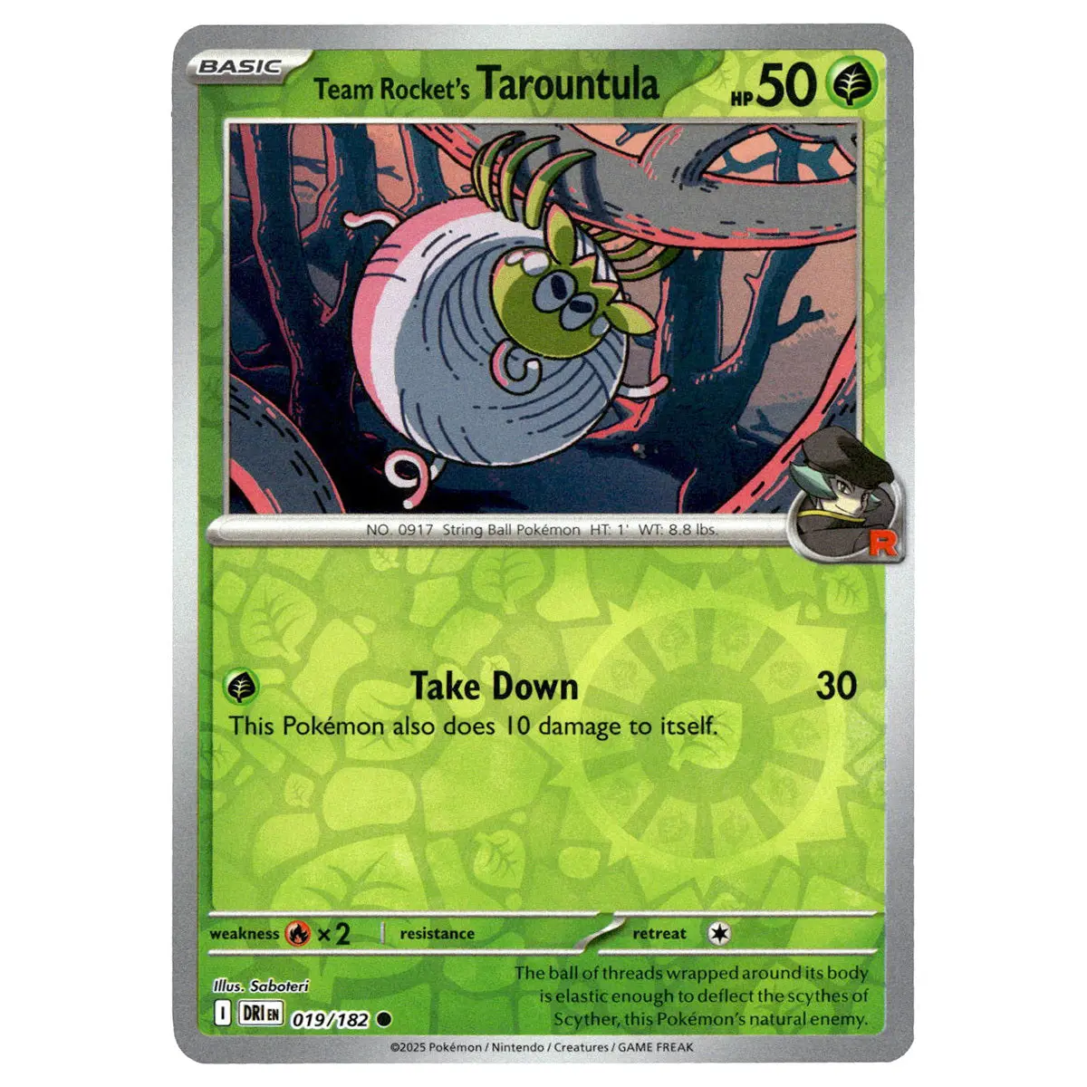 Team Rocket's Tarountula #019/182 Pokémon Sv10: Destined Rivals Reverse Holo 1