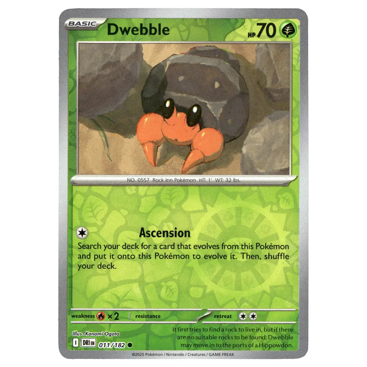 Dwebble #011/182 Pokémon Sv10: Destined Rivals Reverse Holo 1