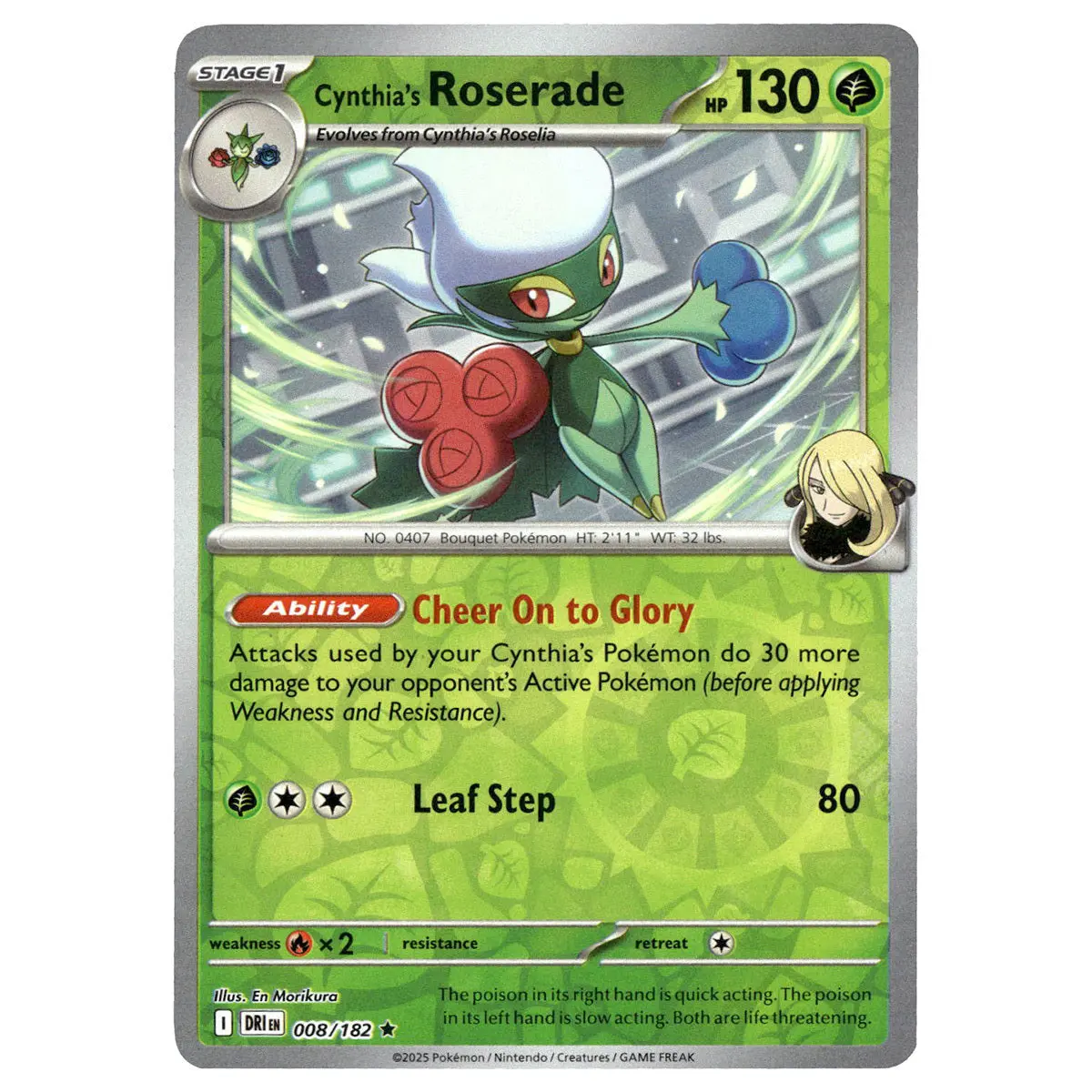 Cynthia's Roserade #008/182 Pokémon Sv10: Destined Rivals Reverse Holo 1