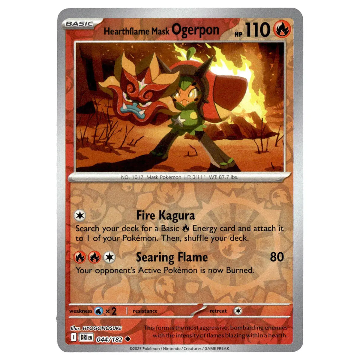 Hearthflame Mask Ogerpon #044/182 Pokémon Sv10: Destined Rivals Reverse Holo 1