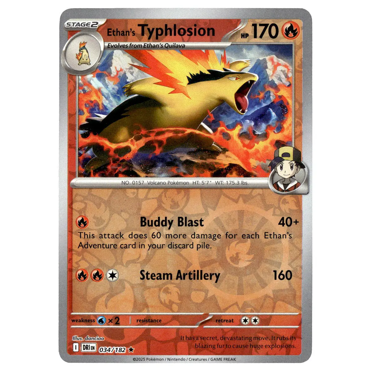 Ethan's Typhlosion #034/182 Pokémon Sv10: Destined Rivals Reverse Holo 1
