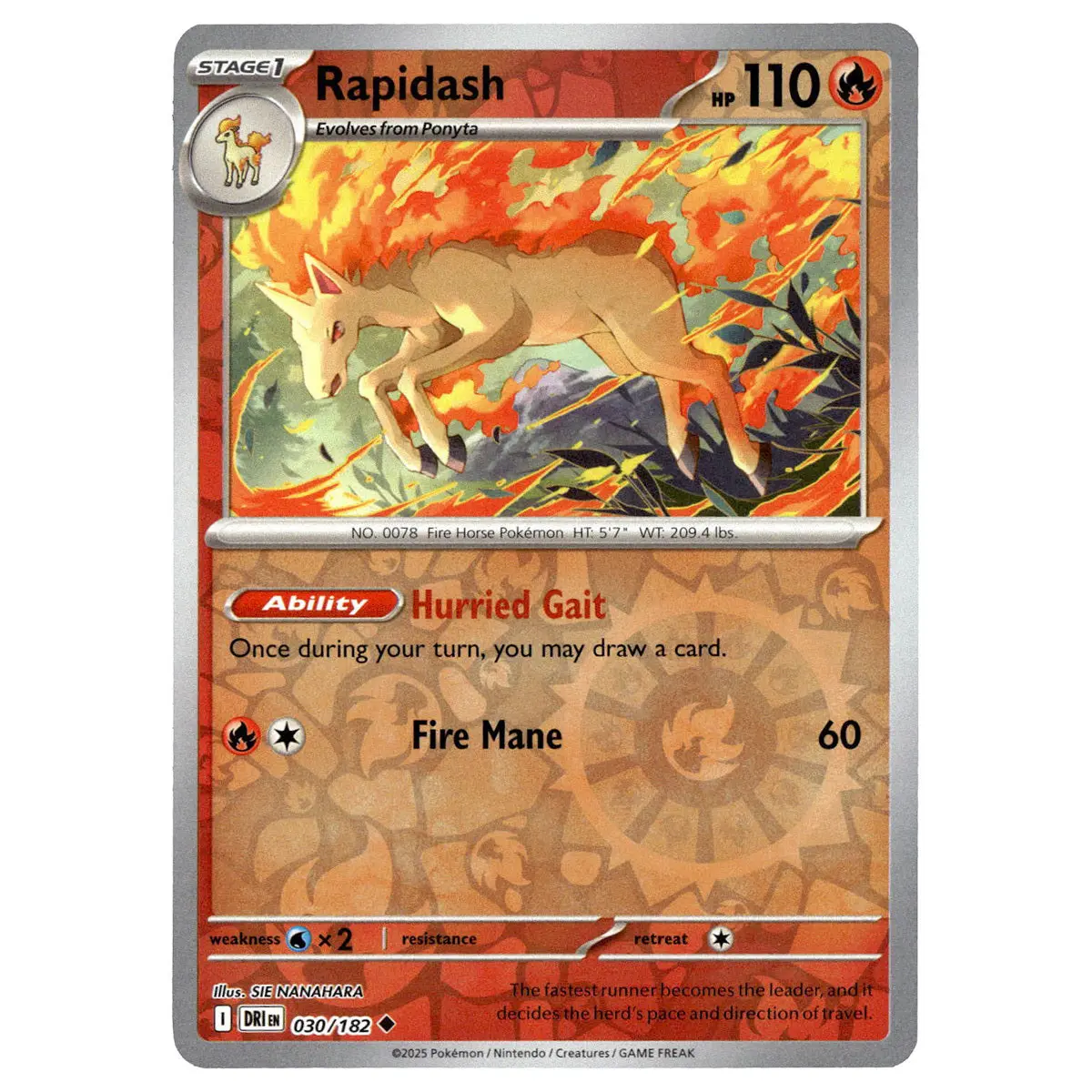 Rapidash #030/182 Pokémon Sv10: Destined Rivals Reverse Holo 1