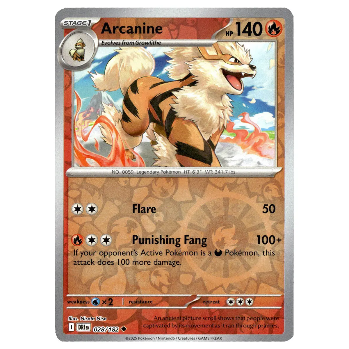 Arcanine #028/182 Pokémon Sv10: Destined Rivals Reverse Holo 1