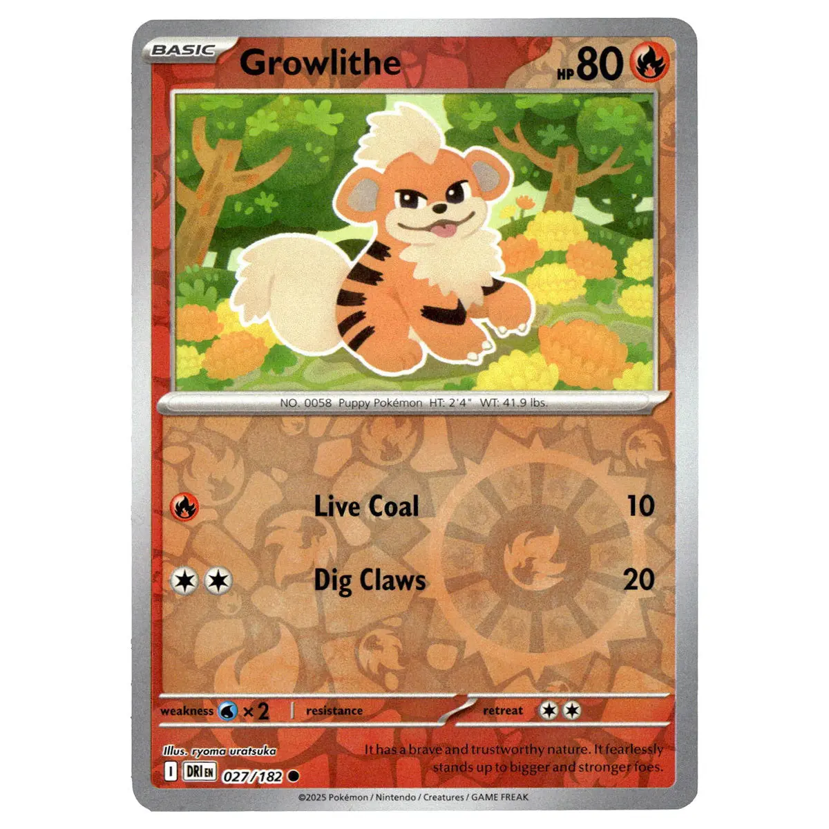 Growlithe #027/182 Pokémon Sv10: Destined Rivals Reverse Holo 1