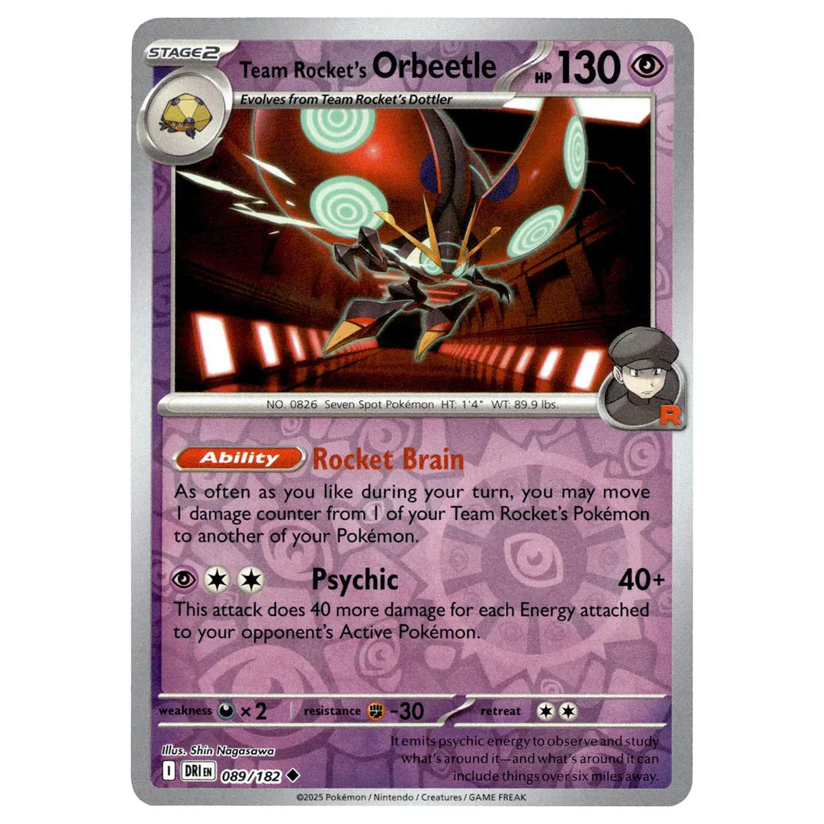 Team Rocket's Orbeetle #089/182 Pokémon Sv10: Destined Rivals Reverse Holo 1