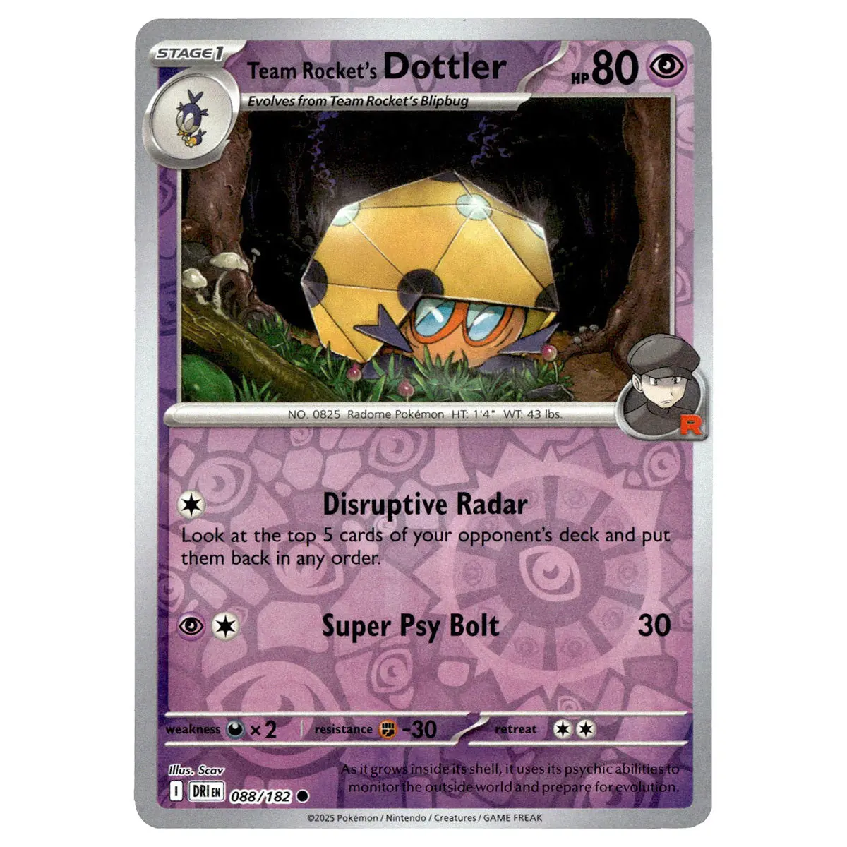 Team Rocket's Dottler #088/182 Pokémon Sv10: Destined Rivals Reverse Holo 1