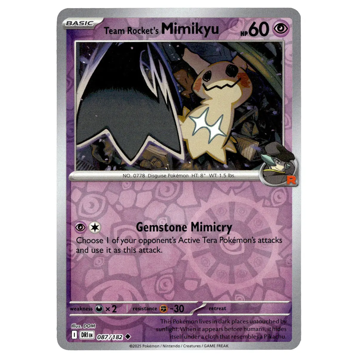Team Rocket's Mimikyu #087/182 Pokémon Sv10: Destined Rivals Reverse Holo 1