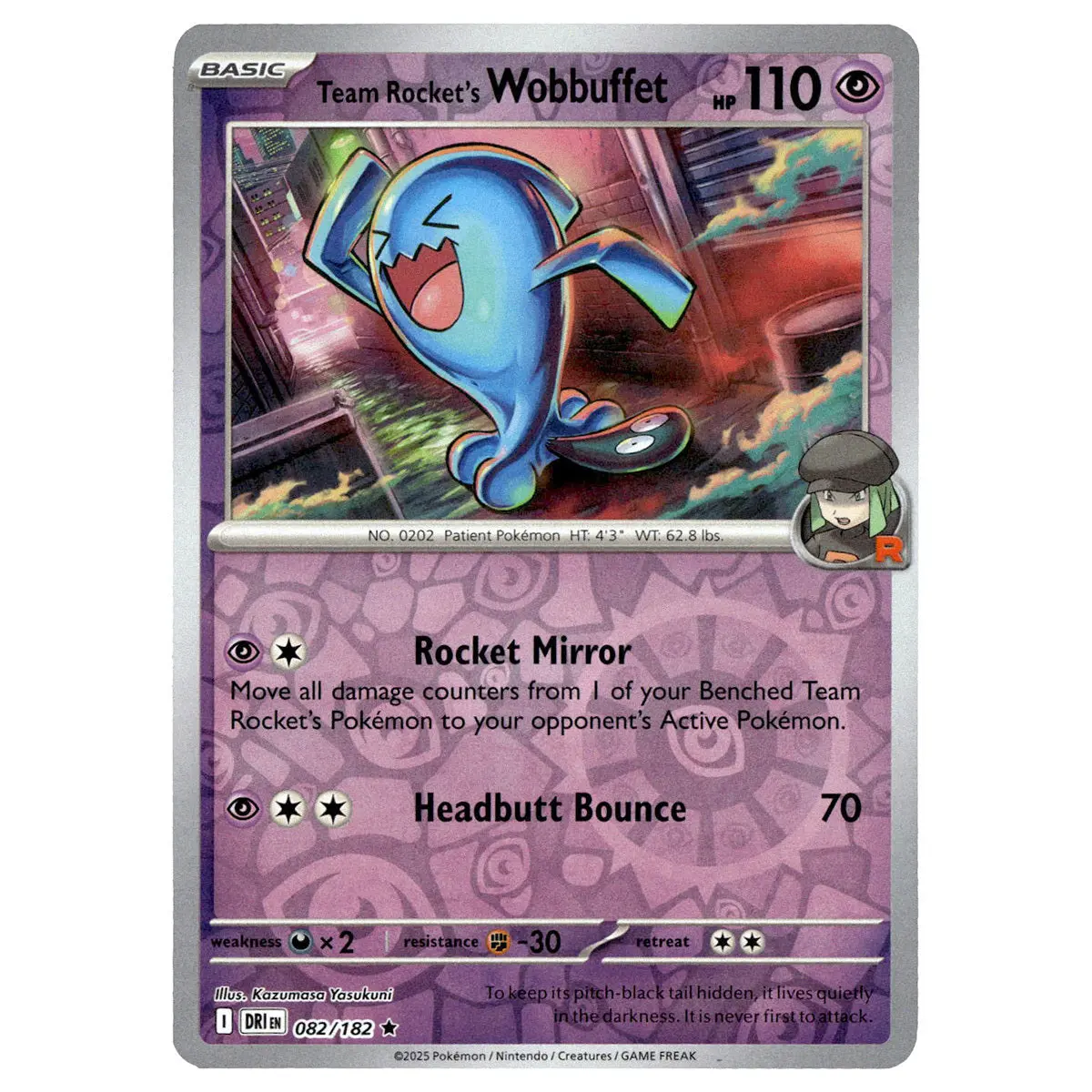 Team Rocket's Wobbuffet #082/182 Pokémon Sv10: Destined Rivals Reverse Holo 1