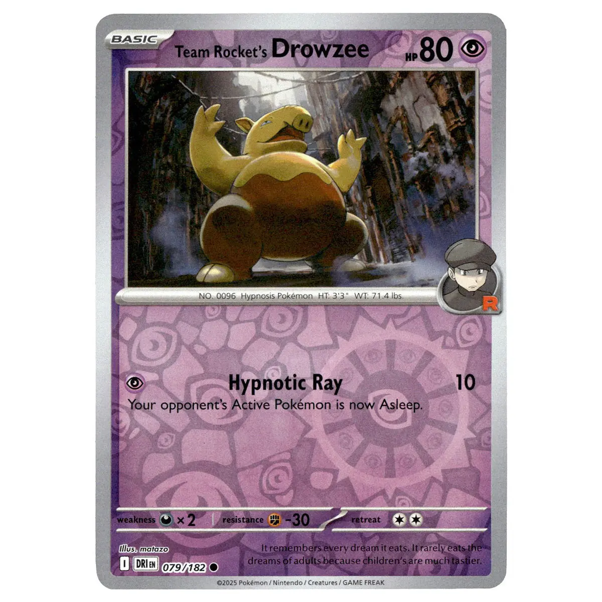 Team Rocket's Drowzee #079/182 Pokémon Sv10: Destined Rivals Reverse Holo 1