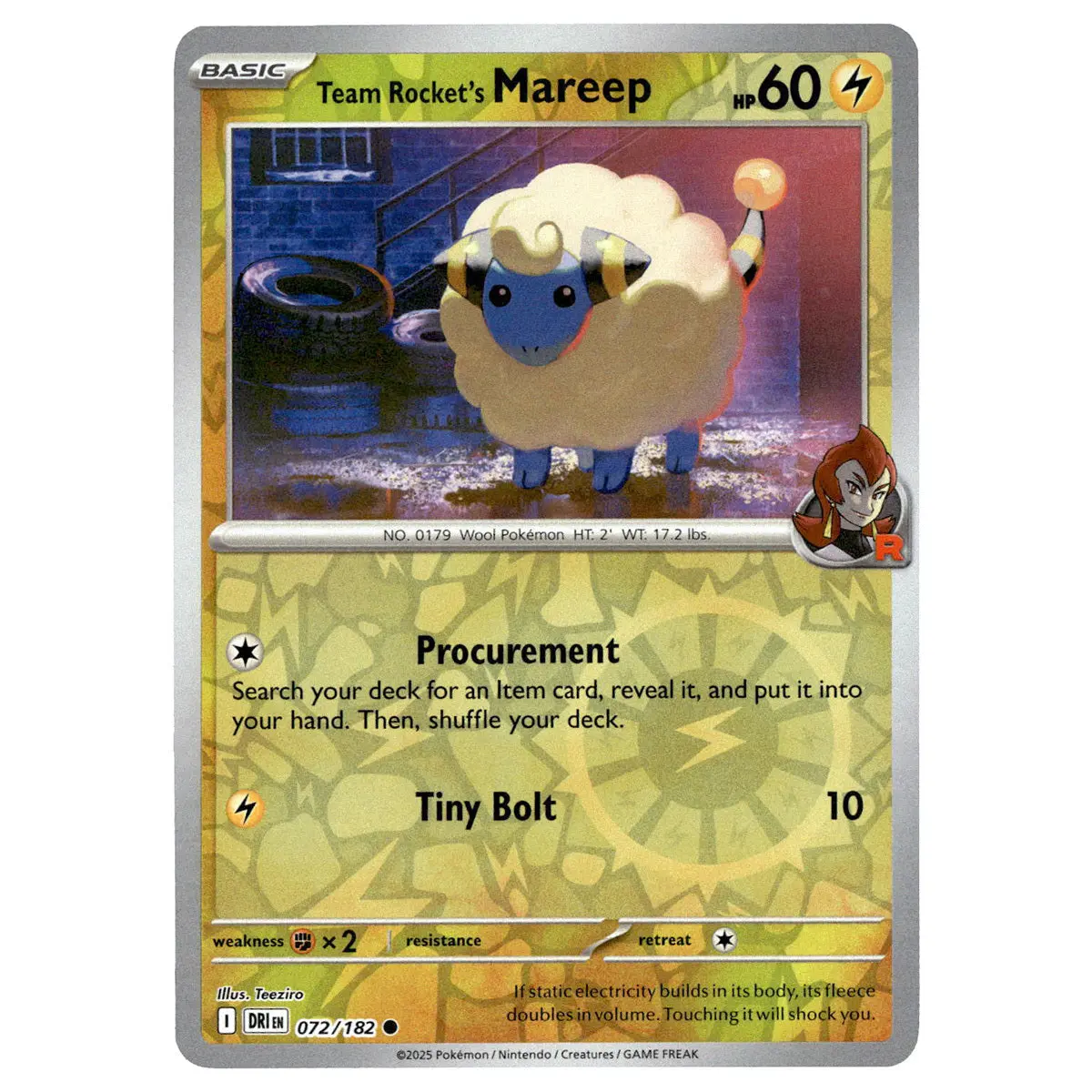 Team Rocket's Mareep #072/182 Pokémon Sv10: Destined Rivals Reverse Holo 1