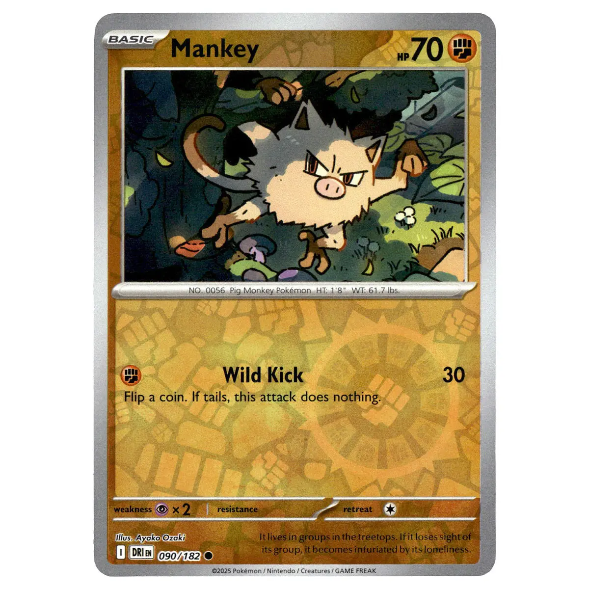 Mankey #090/182 Pokémon Sv10: Destined Rivals Reverse Holo 1